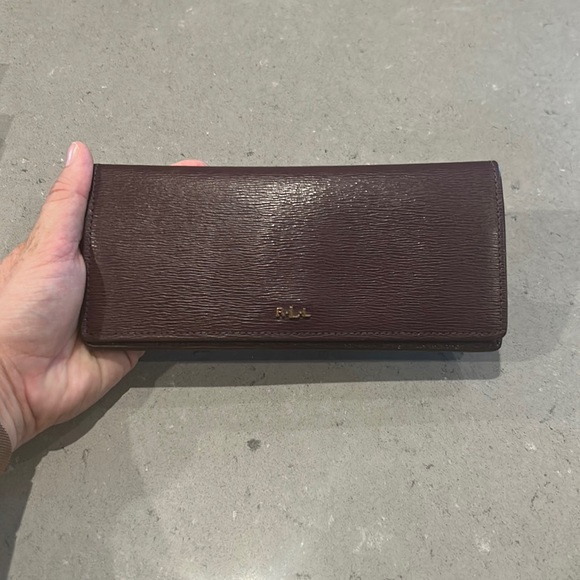 Lauren Ralph Lauren Handbags - Lauren Ralph Lauren Dark Brown Textured Leather Continental Wallet